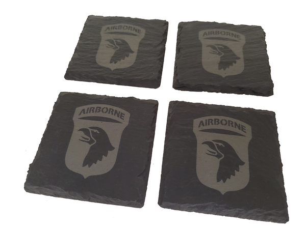 101st Airborne Slate Coaster Set - Gift for Veteran
