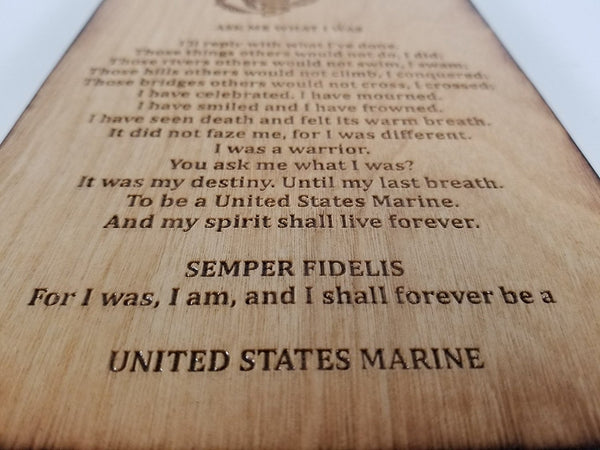 USMC Retirement Gift - Ask Me What I Was Marine Corps 5.5" x 8.5" Sign
