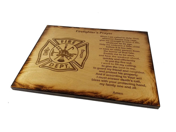 Firefighter's Prayer - 8.5" x 11.5" Sign with Scorched Edges
