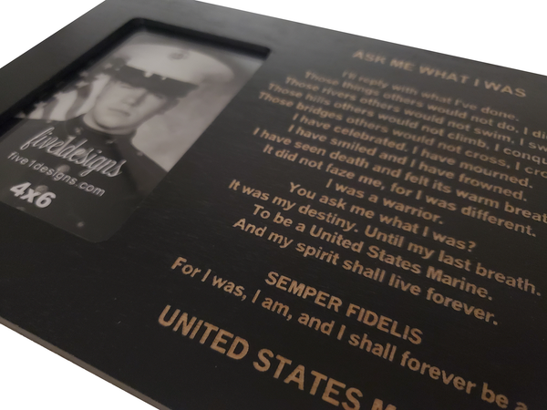USMC Retirement/End of Active Service Gift - Ask Me What I Was - Marine Corps 4x6 Photo Frame - Black