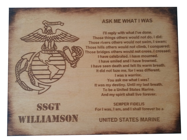 Personalized USMC - Ask Me What I Was - Oak Stained Retirement Plaque- Marine Corps Veteran - USMC retirement gift