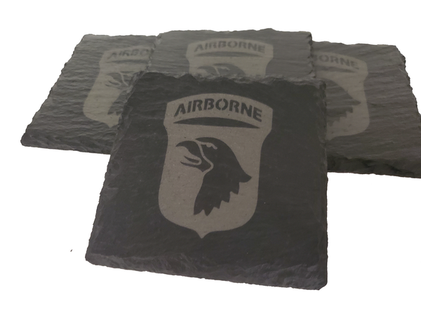 101st Airborne Slate Coaster Set - Gift for Veteran