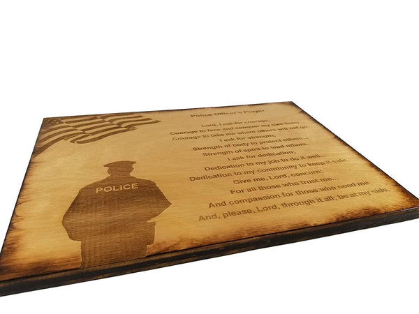 Police Officer Prayer Wall decor with American Flag and Police Silhouette 8.5" x 11.5" Sign