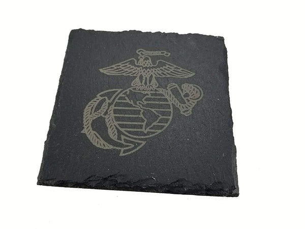 USMC Eagle Globe and Anchor Slate Coaster Set - Marine Corps Slate Coasters