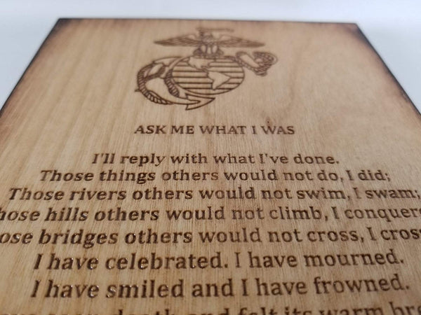 USMC Retirement Gift - Ask Me What I Was Marine Corps 5.5" x 8.5" Sign
