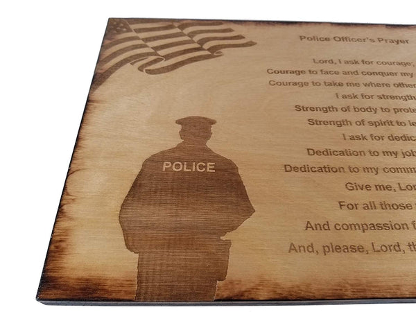 Police Officer Prayer Wall decor with American Flag and Police Silhouette 8.5" x 11.5" Sign