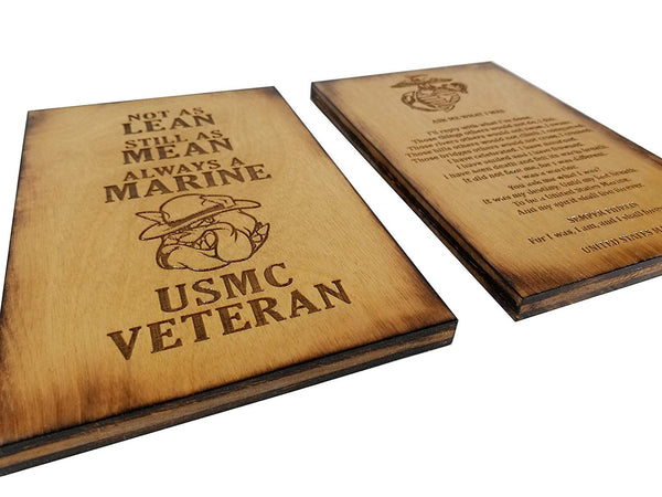 USMC Veteran - Not As Lean -Still As Mean - Always a Marine - and Ask Me What I Was USMC Sign Set - 5.5 x 8.5 sign with Scorched Edges