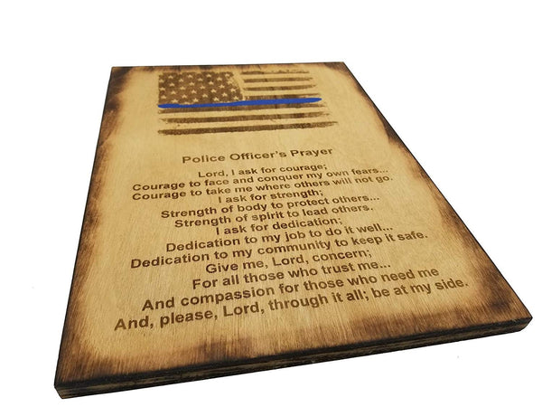 Police Officer Prayer with Blue Line American Flag Sign - Police Prayer 8.5" x 11.5"