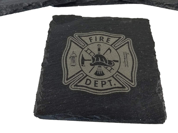 Fire Department/Firefighter Slate Coaster Set