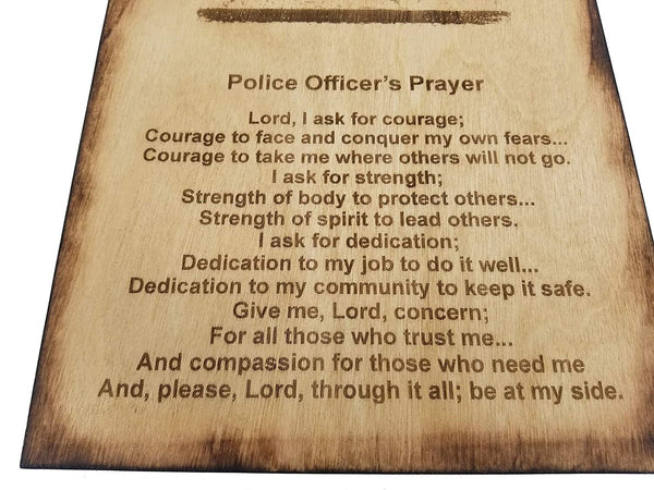 Police Officer Prayer with Blue Line American Flag Sign - Police Prayer 8.5" x 11.5"