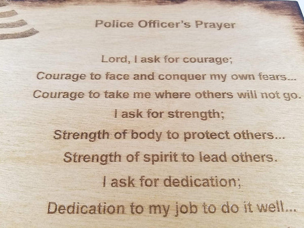 Police Officer Prayer Wall decor with American Flag and Police K9 Silhouette - 8.5" x 11.5" Sign