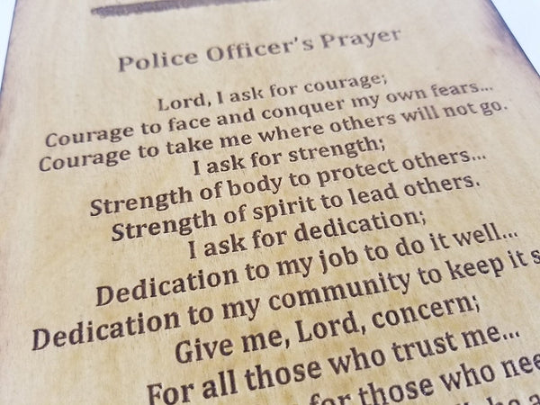 Police Officer Gift Sign - Distressed American Flag with Thin Blue Line and Police Officer's Prayer