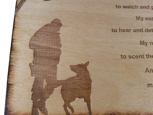 Police Officer K9 Poem Wall decor with American Flag and Police K9 Silhouette - 8.5" x 11.5" Sign