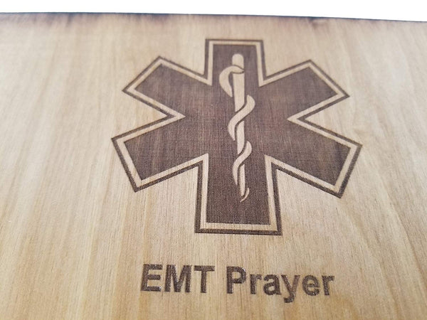 EMT Prayer 8.5" x 11.5" Oak Stained Sign - EMT Graduation Gift - Emergency Medical Technician