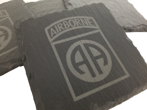 82nd Airborne Slate Coaster Set - Gift for Veteran