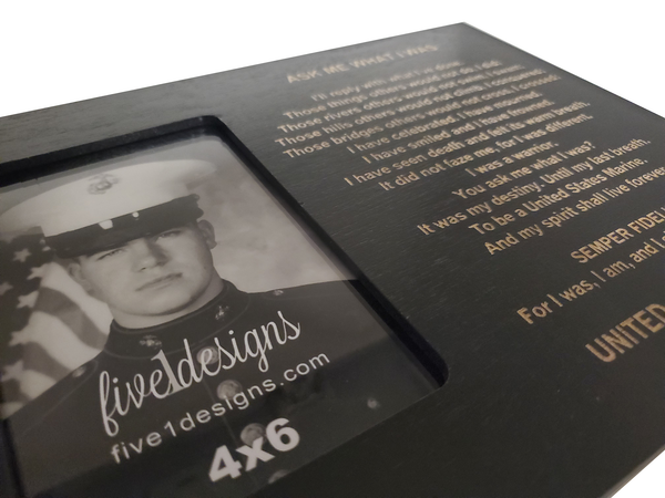 USMC Retirement/End of Active Service Gift - Ask Me What I Was - Marine Corps 4x6 Photo Frame - Black