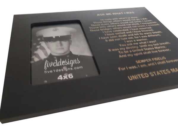 USMC Retirement/End of Active Service Gift - Ask Me What I Was - Marine Corps 4x6 Photo Frame - Black