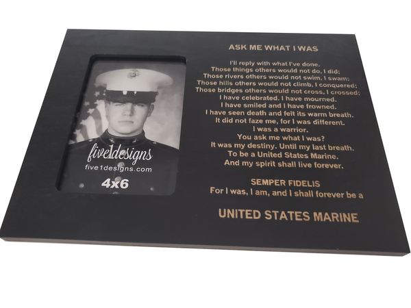USMC Retirement/End of Active Service Gift - Ask Me What I Was - Marine Corps 4x6 Photo Frame - Black