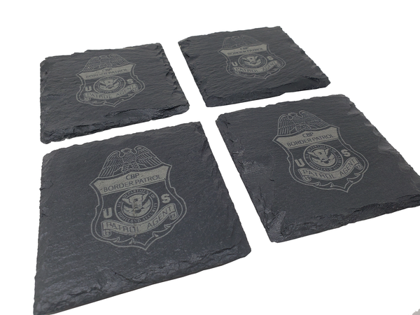 US Customs and Border Protection Slate Coaster Set