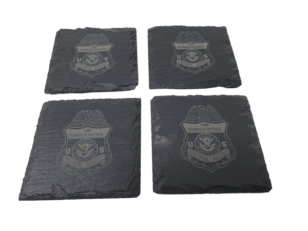 US Customs and Border Protection Slate Coaster Set