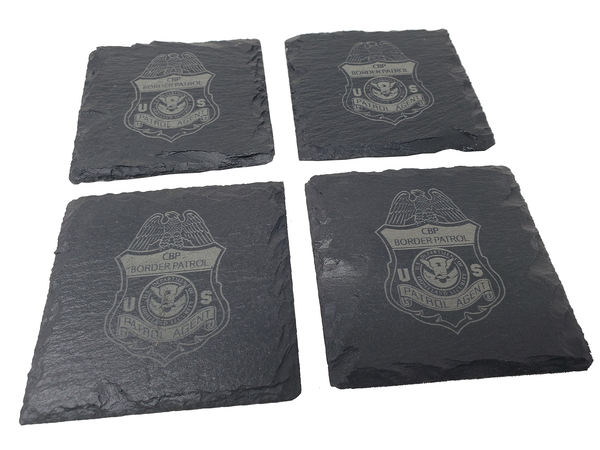 US Customs and Border Protection Slate Coaster Set