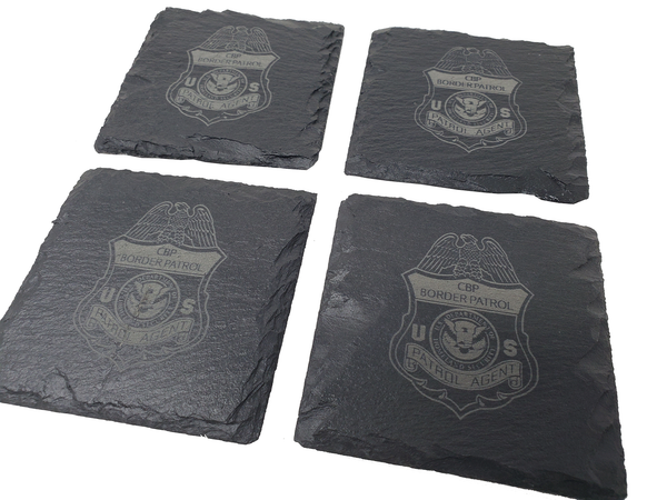 US Customs and Border Protection Slate Coaster Set