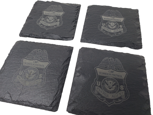 US Customs and Border Protection Slate Coaster Set