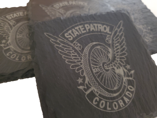 Colorado State Patrol Slate Coaster Set - Colorado Trooper Graduation Gift - State Police - CSP Law Enforcement
