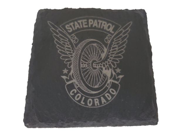 Colorado State Patrol Slate Coaster Set - Colorado Trooper Graduation Gift - State Police - CSP Law Enforcement