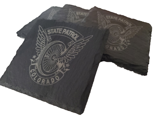 Colorado State Patrol Slate Coaster Set - Colorado Trooper Graduation Gift - State Police - CSP Law Enforcement