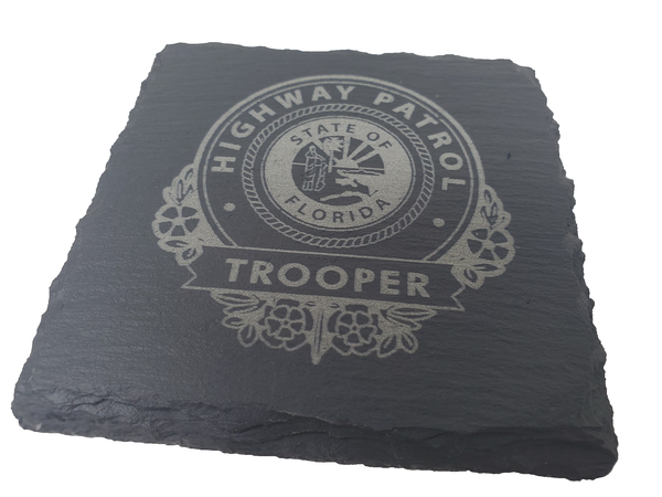 Florida Highway Patrol Slate Coaster Set - FHP Trooper Graduation Gift