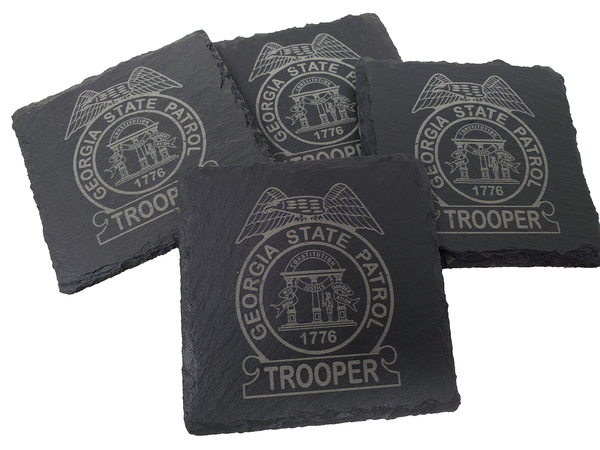 Georgia State Patrol Trooper Slate Coaster Set - GA State Police - GSP Graduation Gift - State Police Gift