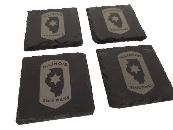 Illinois State Police Slate Coaster Set - IL State Trooper- Illinois Trooper Graduation Gift - State Police Gift
