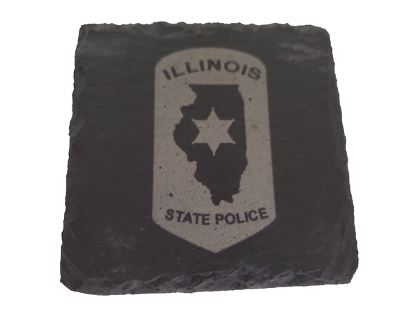 Illinois State Police Slate Coaster Set - IL State Trooper- Illinois Trooper Graduation Gift - State Police Gift