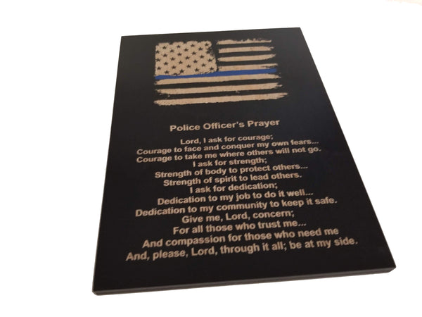 Police Officer Prayer Thin Blue Line Black Sign - 8.5" x 11.5"