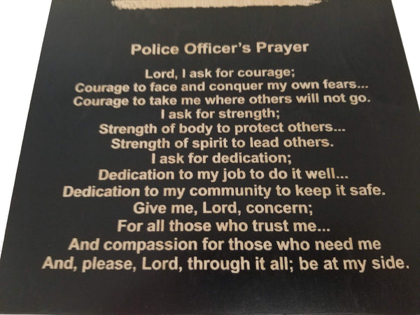 Police Officer Prayer Thin Blue Line Black Sign - 8.5" x 11.5"