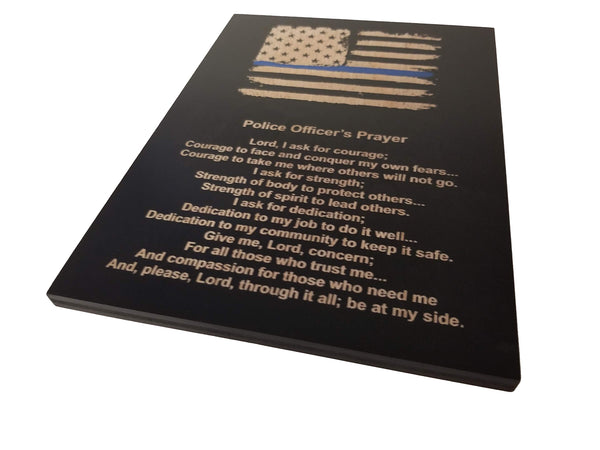 Police Officer Prayer Thin Blue Line Black Sign - 8.5" x 11.5"