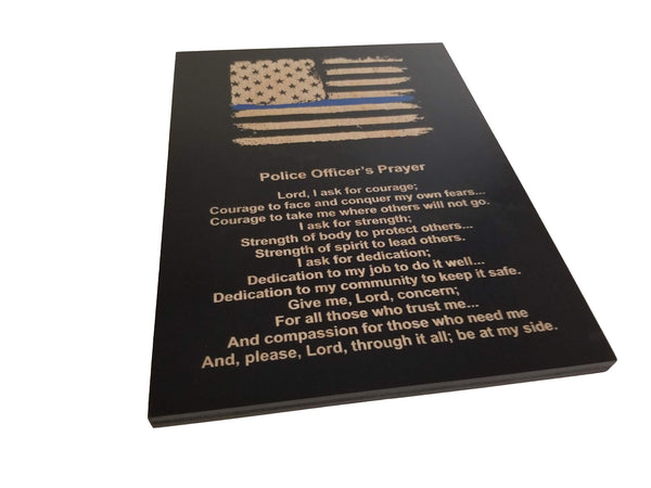 Police Officer Prayer Thin Blue Line Black Sign - 8.5" x 11.5"