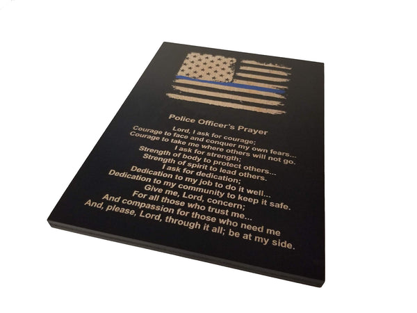 Police Officer Prayer Thin Blue Line Black Sign - 8.5" x 11.5"