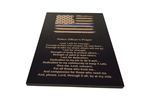 Police Officer Prayer Thin Blue Line Black Sign - 8.5" x 11.5"