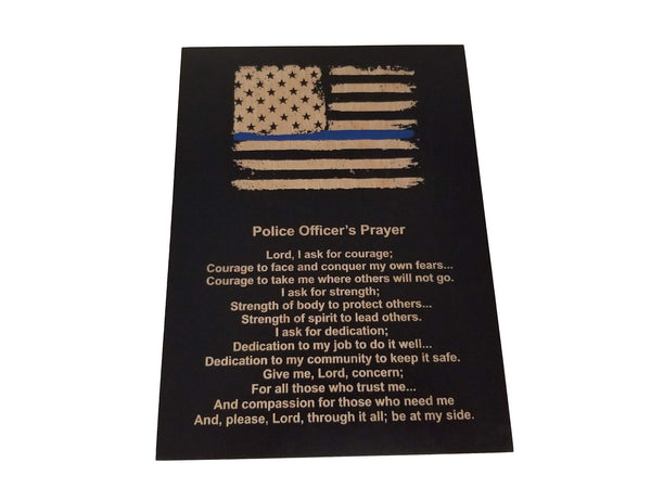 Police Officer Prayer Thin Blue Line Black Sign - 8.5" x 11.5"