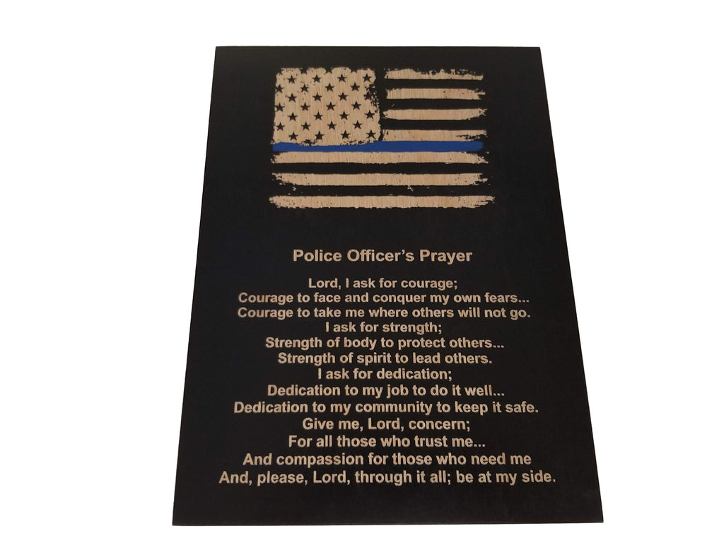 Police Officer Prayer Thin Blue Line Black Sign - 8.5" x 11.5"