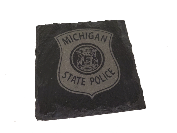 Michigan State Police Trooper Slate Coaster Set - MI State Police - MSP Graduation Gift