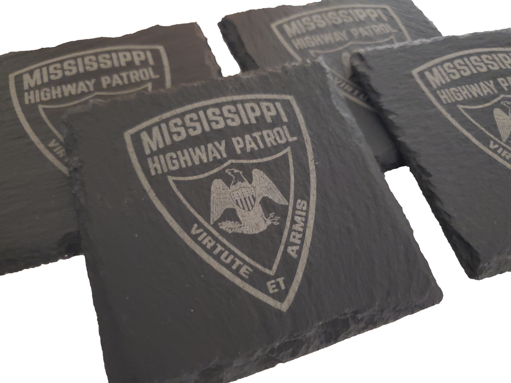Mississippi Highway Patrol Slate Coaster Set - Mississippi State Trooper Graduation Gift - State Police - MS Highway Patrol Law Enforcement