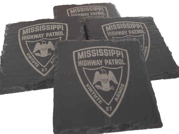 Mississippi Highway Patrol Slate Coaster Set - Mississippi State Trooper Graduation Gift - State Police - MS Highway Patrol Law Enforcement