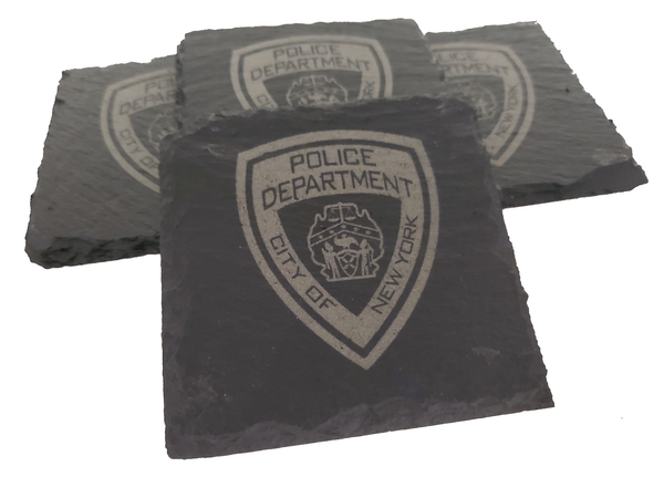 NYPD Slate Coaster Set - New York City Police Retirement Gift