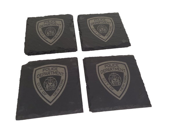 NYPD Slate Coaster Set - New York City Police Retirement Gift