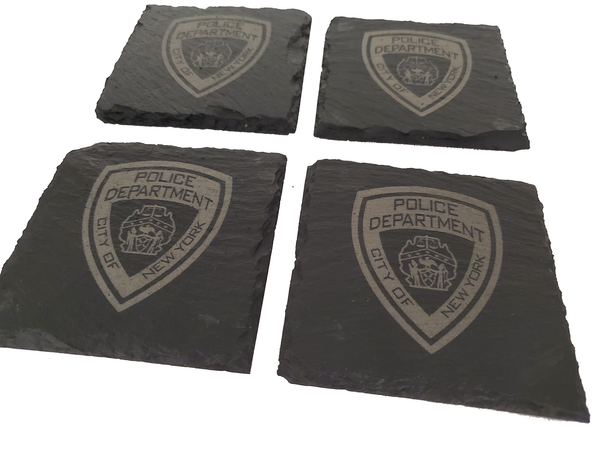 NYPD Slate Coaster Set - New York City Police Retirement Gift