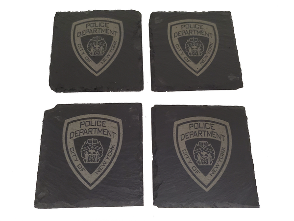 NYPD Slate Coaster Set - New York City Police Retirement Gift