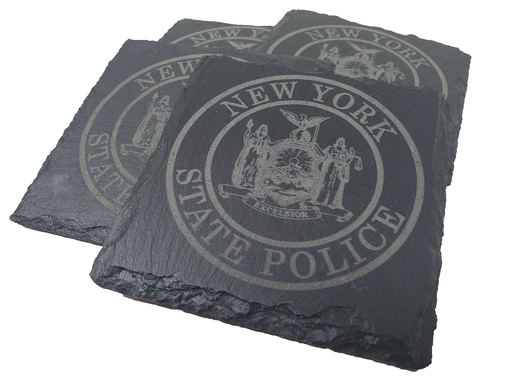 New York State Police Trooper Slate Coaster Set - NY State Police - NYSP Graduation Gift